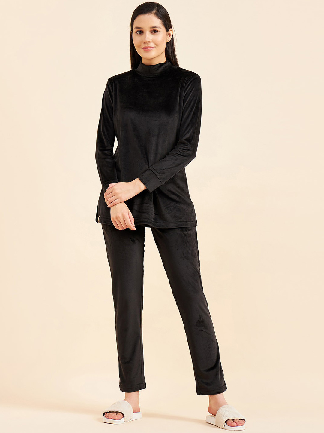 Sweet Dreams Black Mock Neck Top With Pyjamas