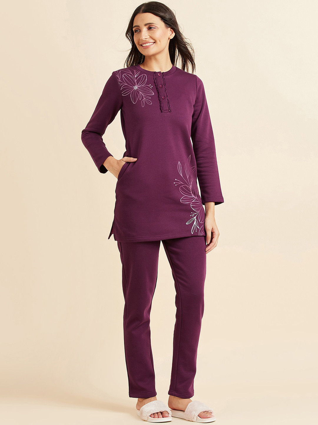 Sweet Dreams Burgundy Printed Night suit