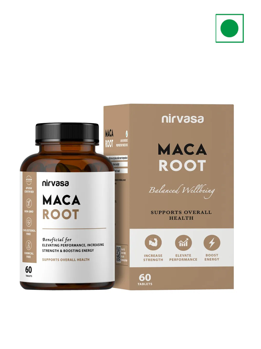 Nirvasa Maca Root Extract Balanced Wellbeing Tablets 800 mg - 60 Tabs