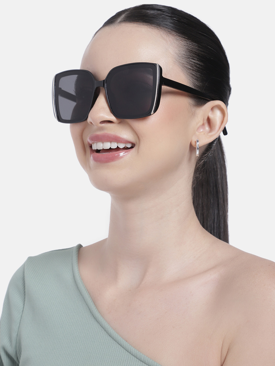 DressBerry Unisex Black Lens & Black Square Sunglasses with UV Protected Lens