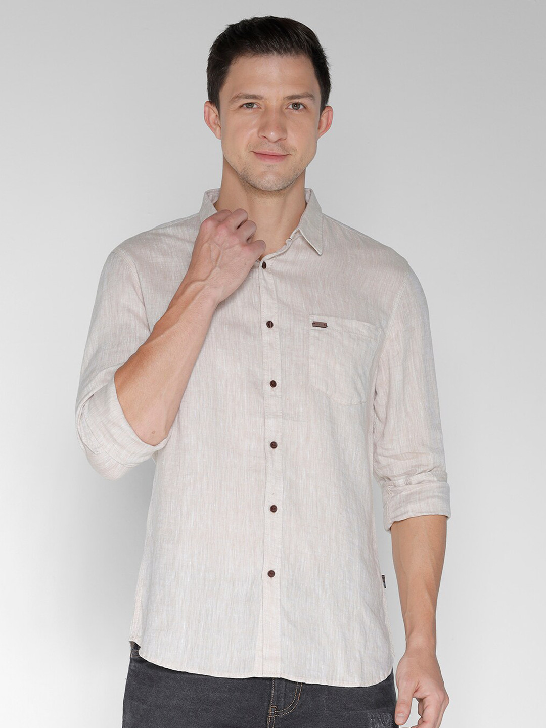 IDENTITI India Slim Slim Fit Spread Collar Long Sleeve Casual Shirt