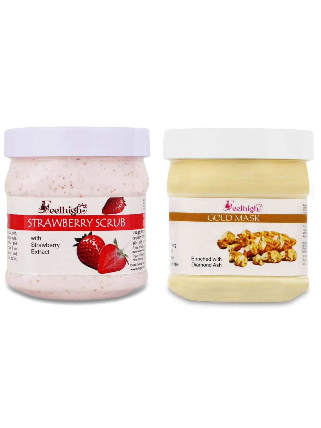 FEELHIGH Strawberry Scrub And Gold Face Mask 500ml each