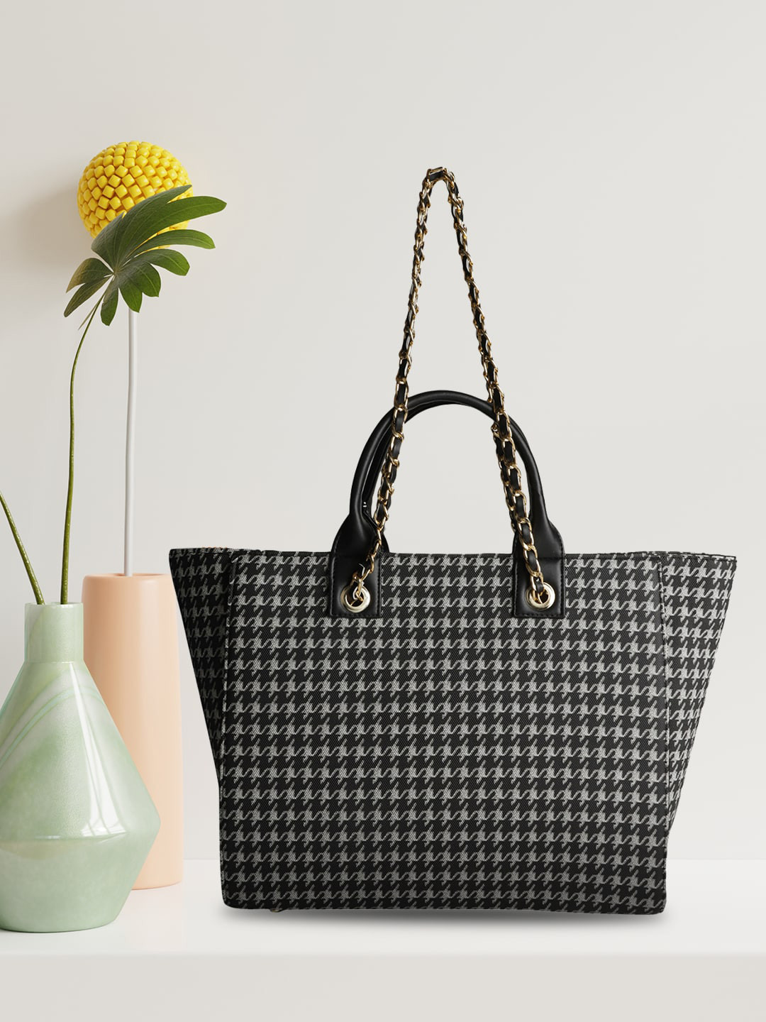 Sac Cabas Sac Pied De Poule H&m Sac Cabas Pied De Poule H&m RIVE GAUCHE  MOTIF PIED DE POULE