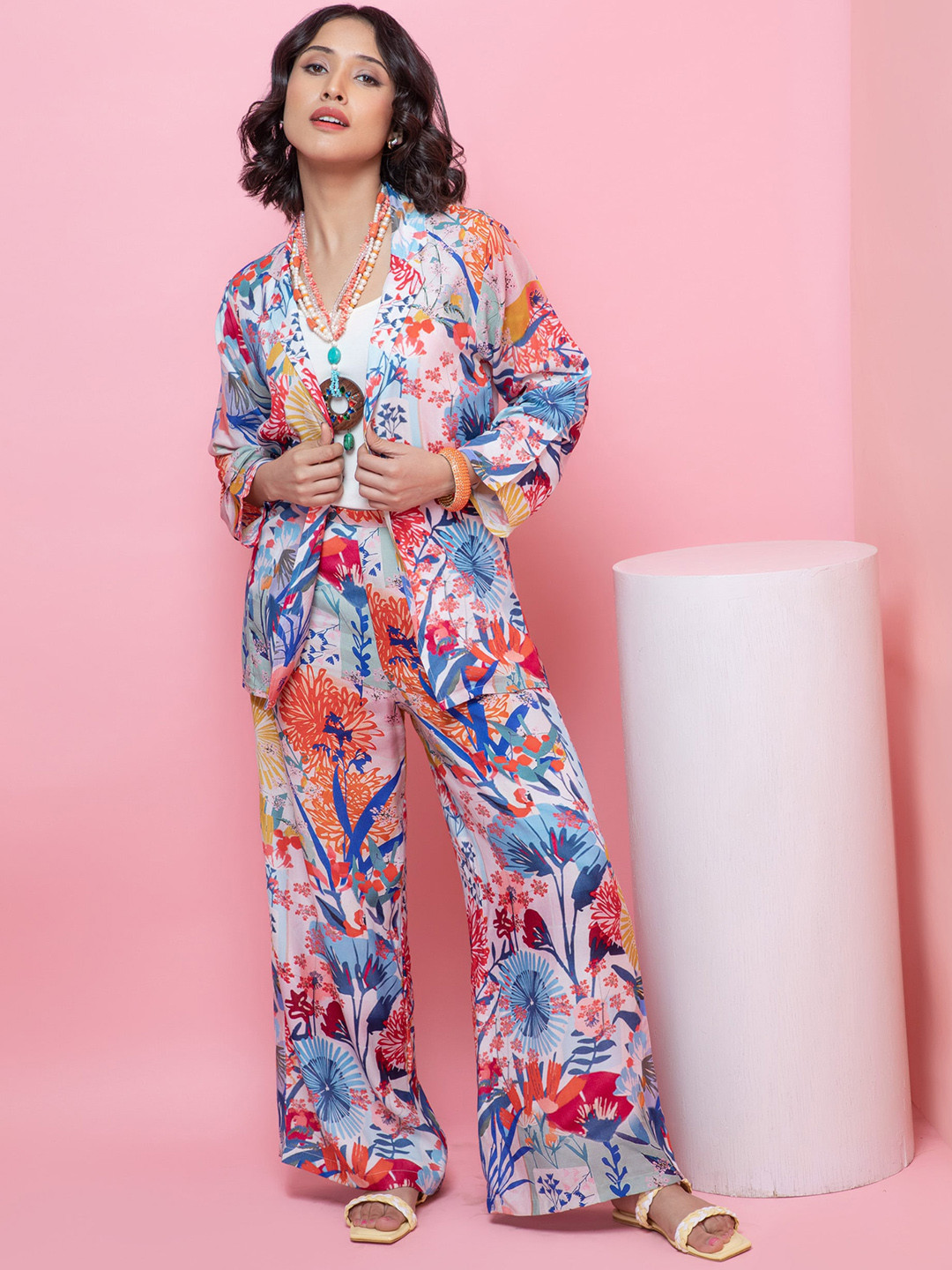 Rhe-Ana Floral Printed Shirt & Palazzos Co-Ord Set