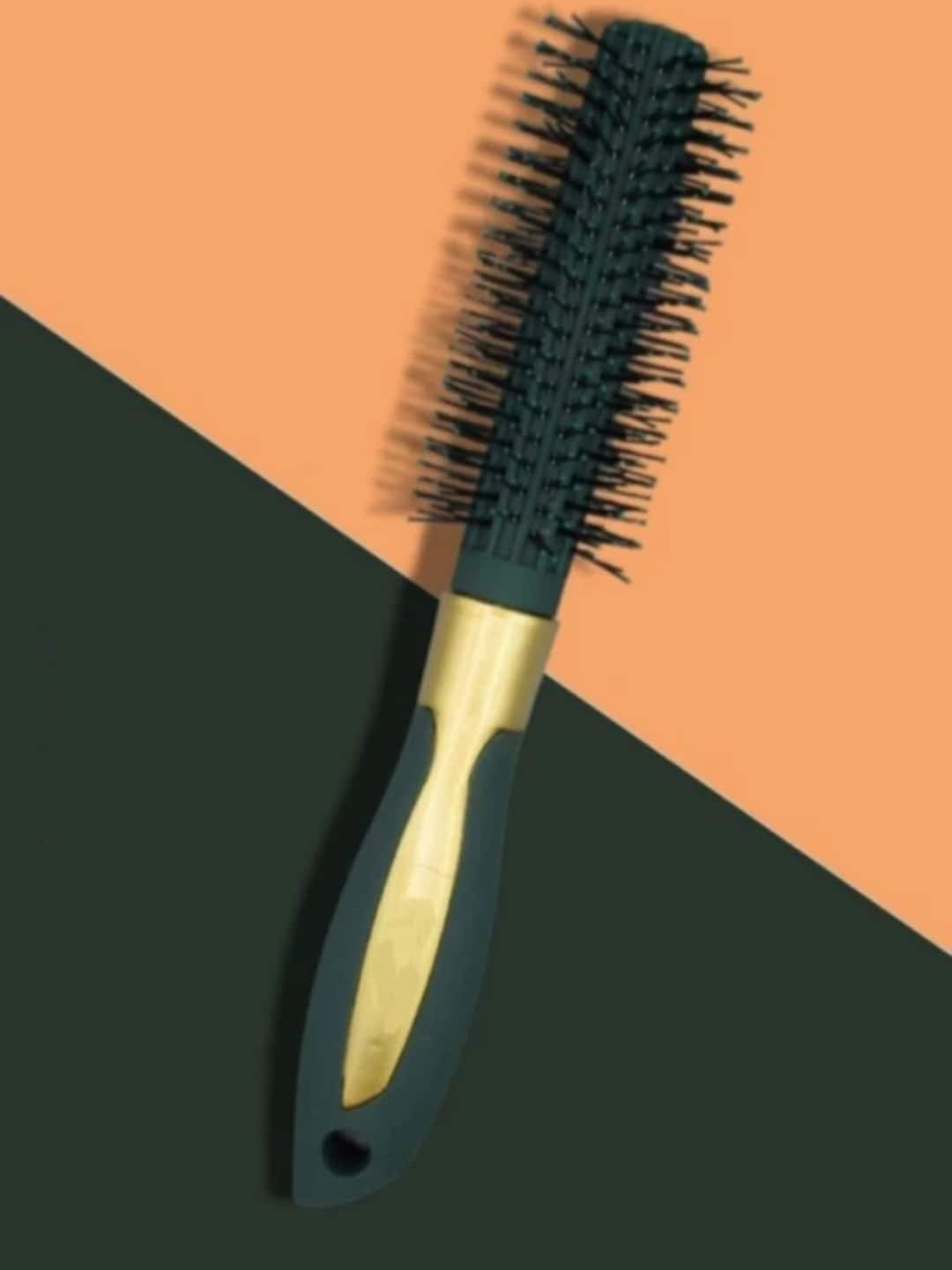 FEELHIGH Professional Round Hair Brush - Green & Gold