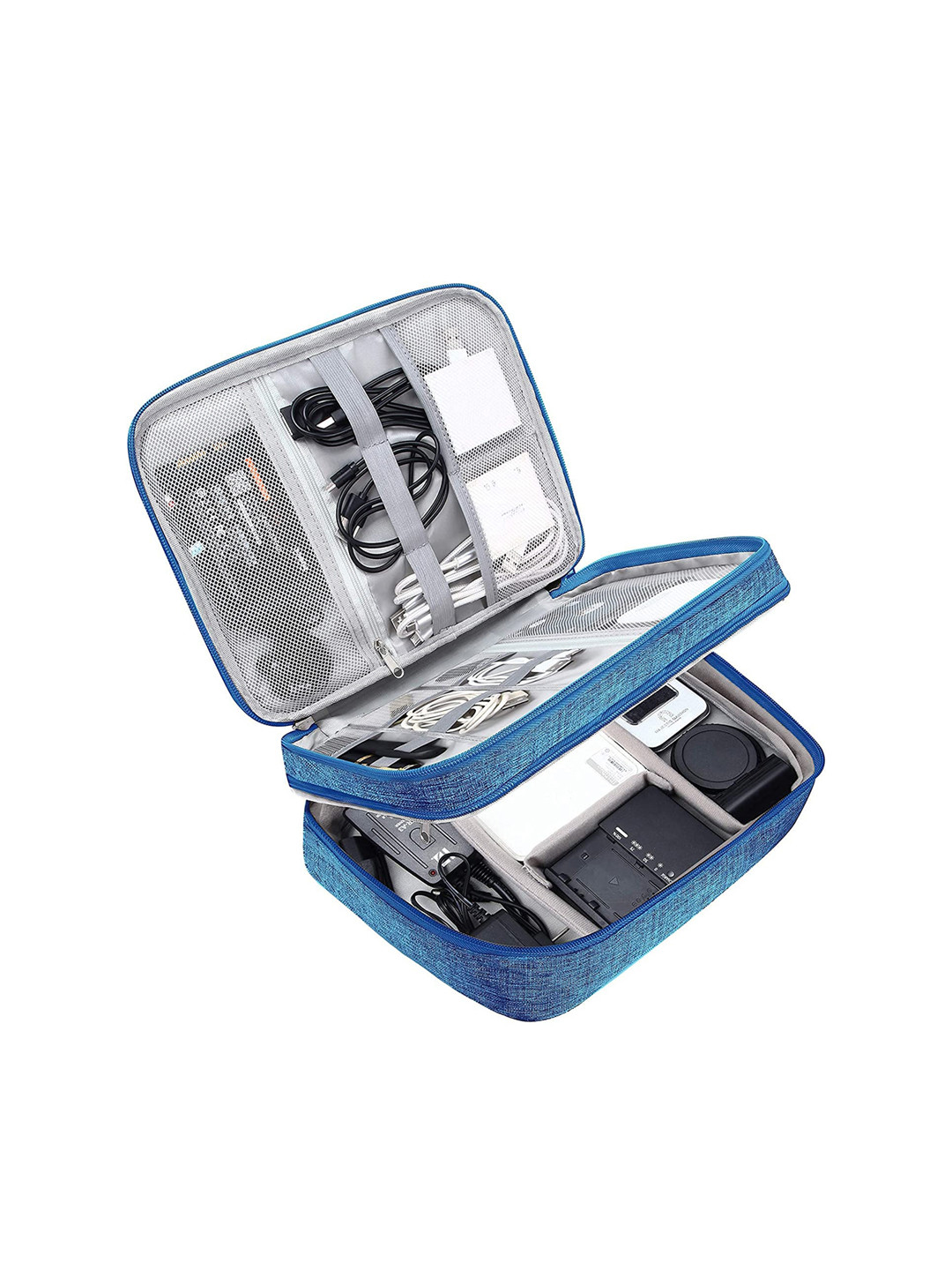 HOUSE OF QUIRK Blue & Grey Electronics Accessories Organizer Bag