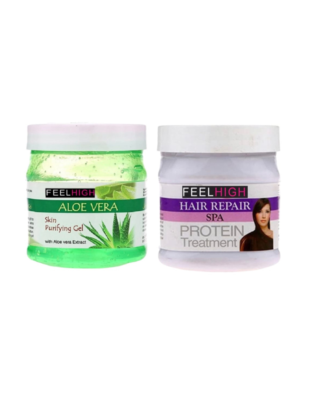 FEELHIGH Set of Aloe Vera Skin Care Gel & Hair Spa Protein Cream - 500 ml each