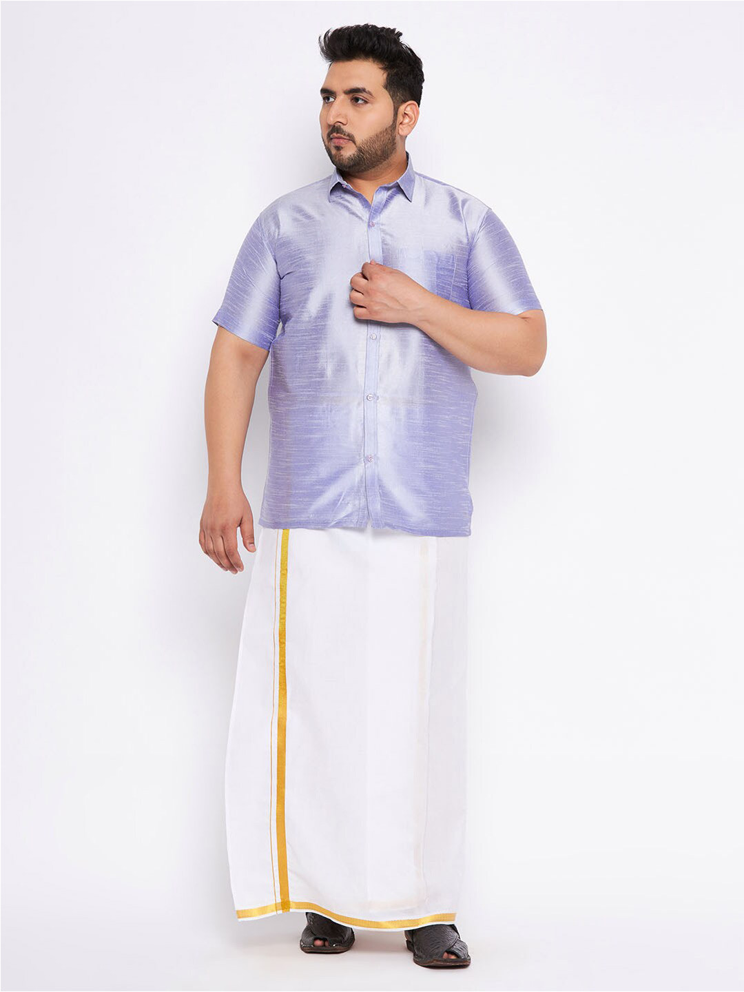 VASTRAMAY Plus Size Shirt With Veshti