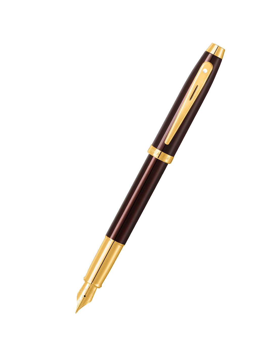 Sheaffer Coffee Brown with Gold Toned Trim E9370 Gift100 Medium Nib Fountain Pen
