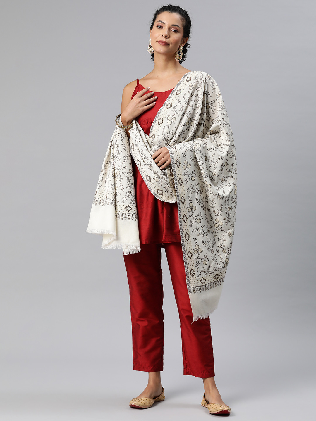 HK colours of fashion Floral Woven Design Pashmina Stole