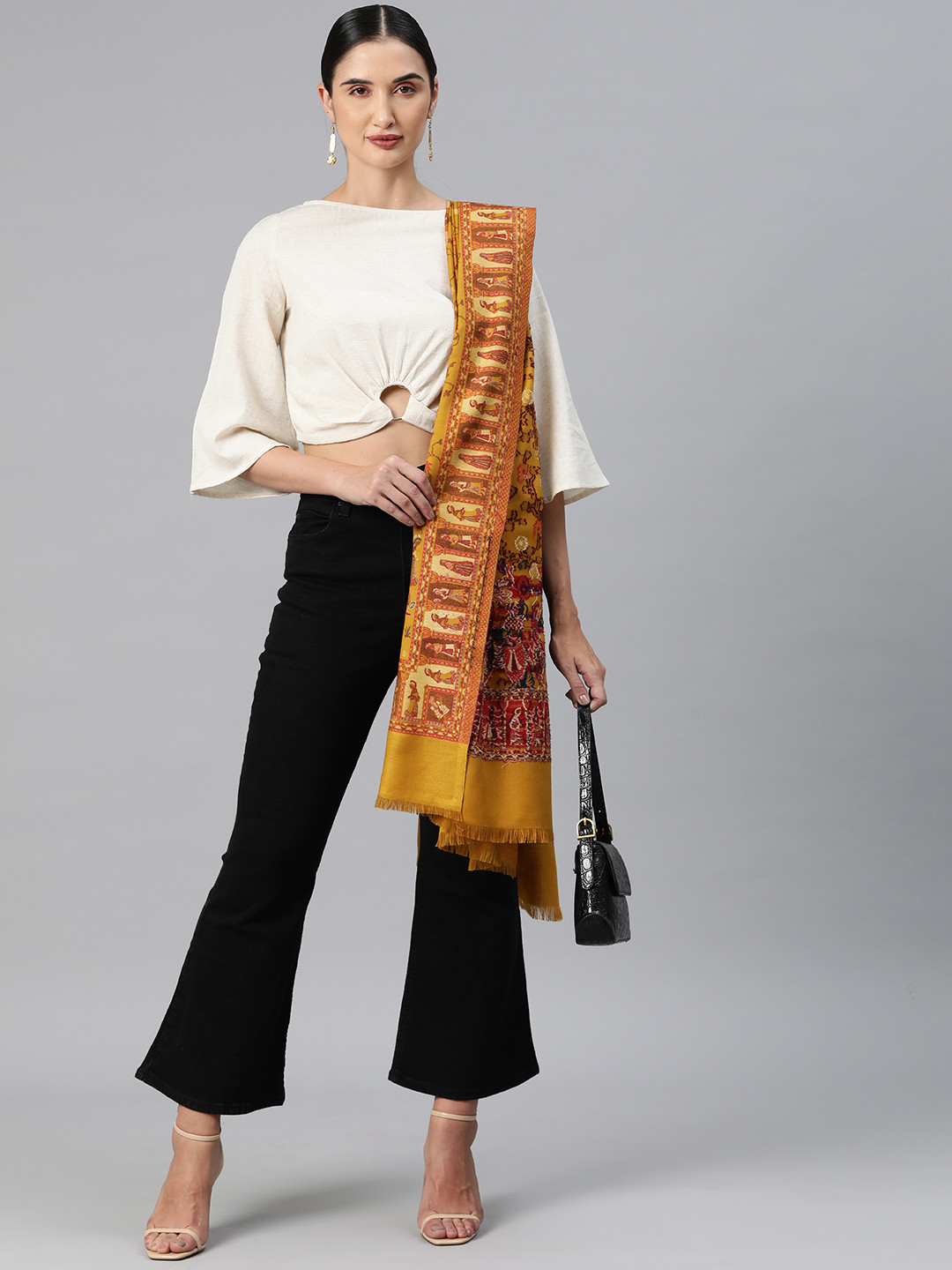 HK colours of fashion Women Tribal Woven Design Pashmina Shawl