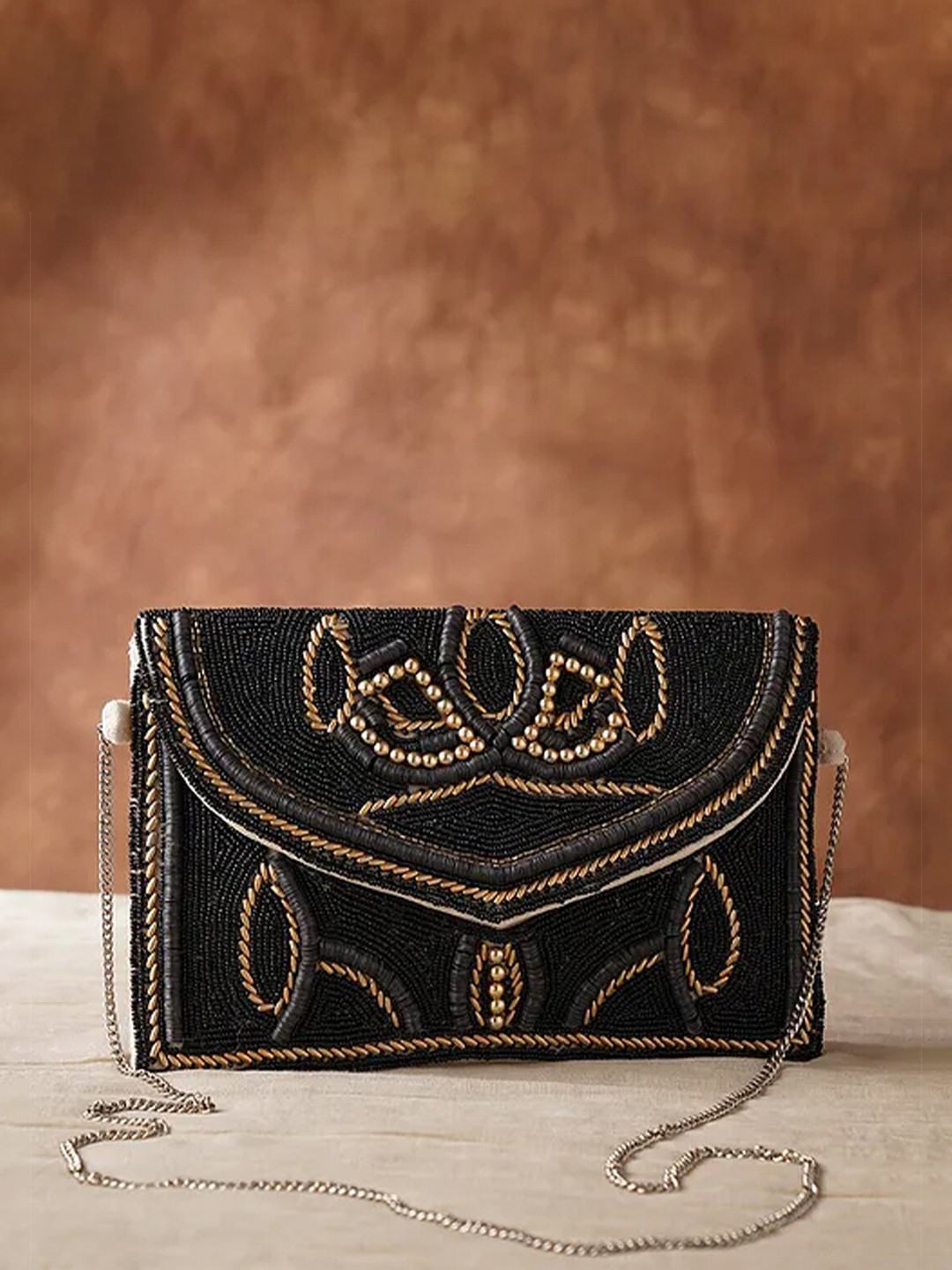 Jalwa Art Embellished Jute Envelope Clutch