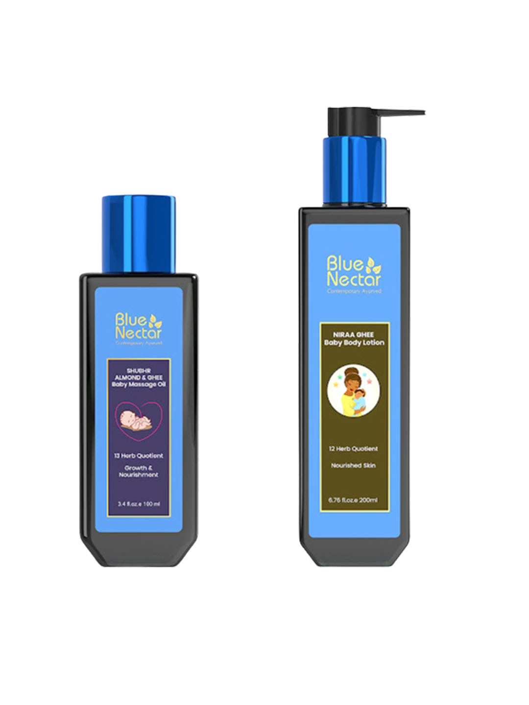 Blue Nectar Set of Shubhr Baby Massage Oil 100ml & Baby Body Lotion 200ml
