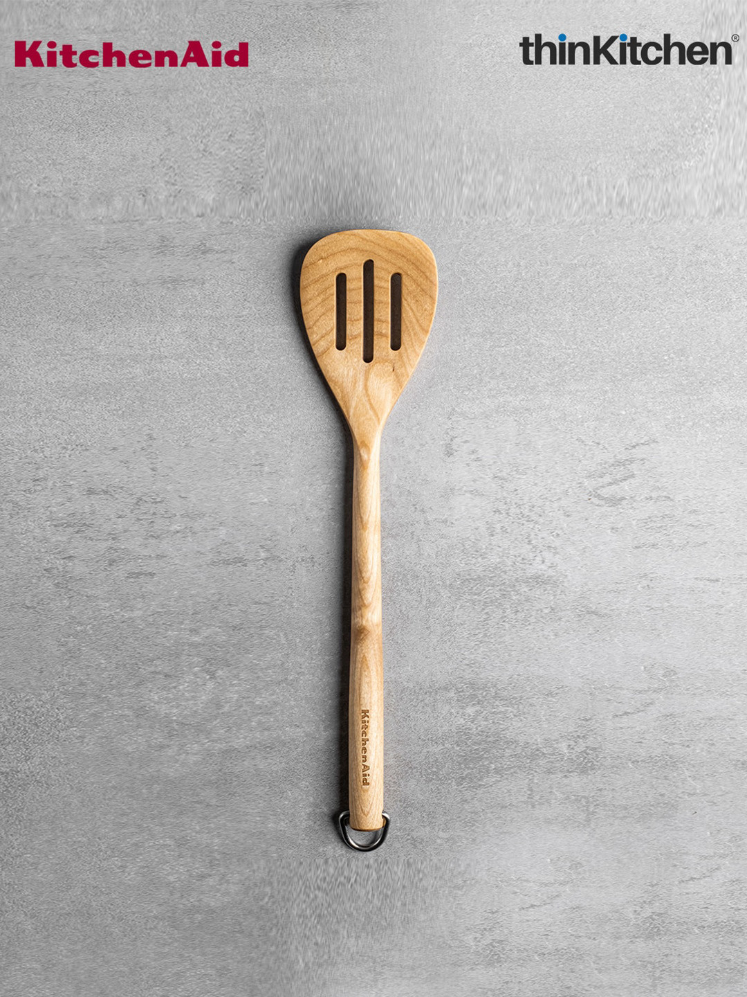 KitchenAID Birchwood Brown Wooden Slotted Turner