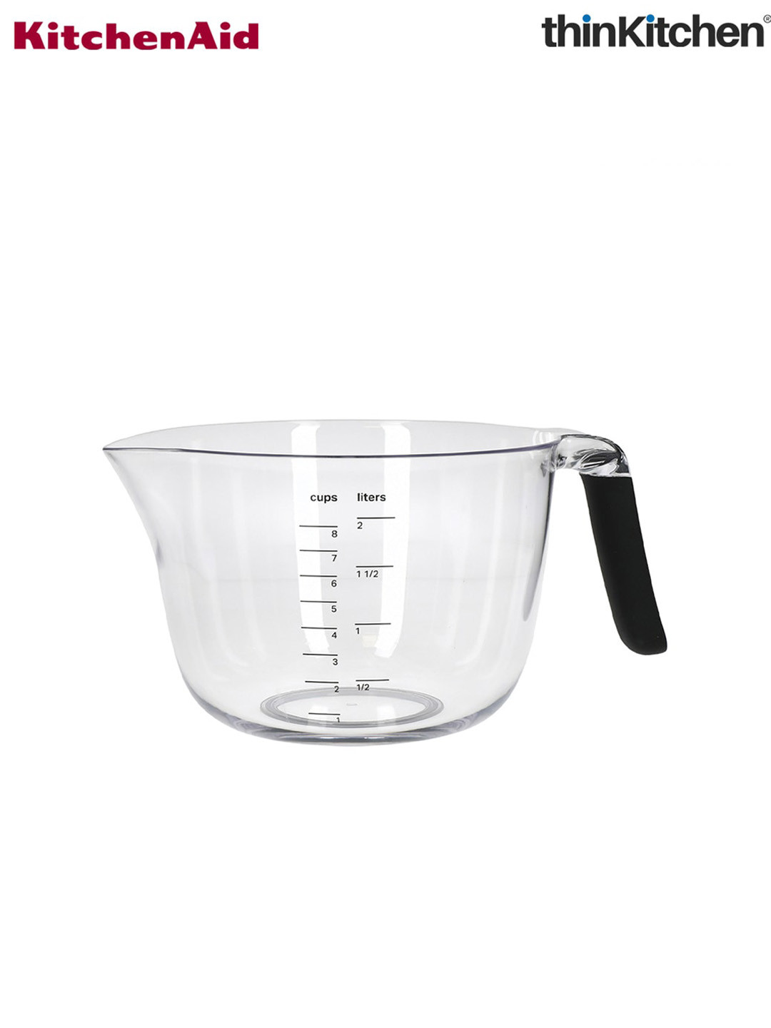 KitchenAID Transparent & Black Mixing & Measuring Bowl With Handle 1.9 L