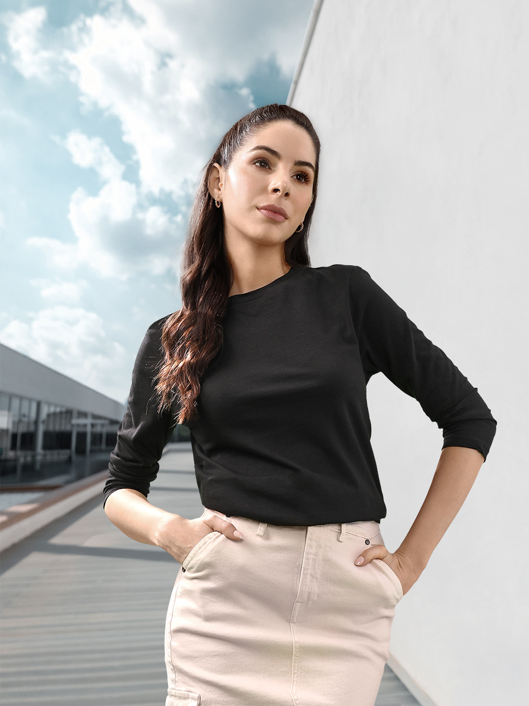 Roadster Women Black Cotton T-shirt