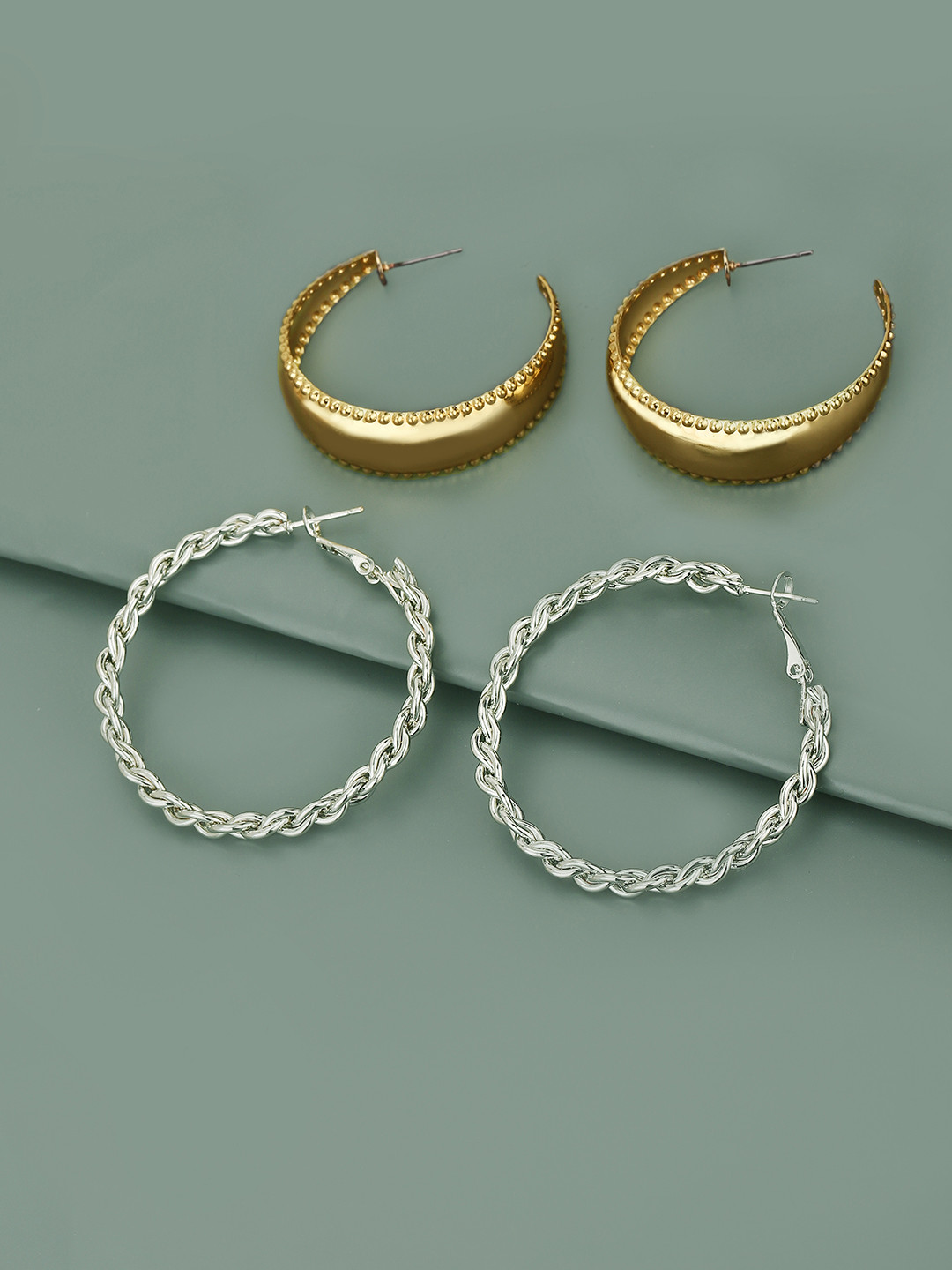 Carlton London Pack Of 2 Gold-Plated Circular Hoop Earrings