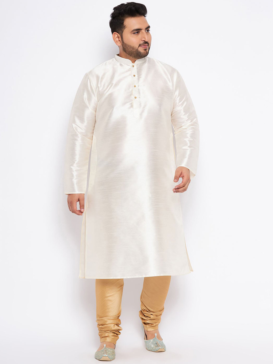 VASTRAMAY Plus Size Mandarin Collar Regular Kurta with Churidar