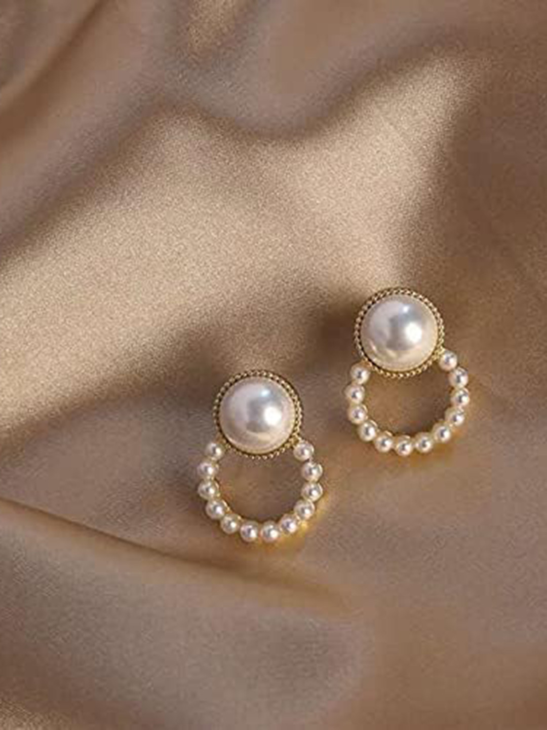 KRYSTALZ Circular Studs Gold-Plated Earrings