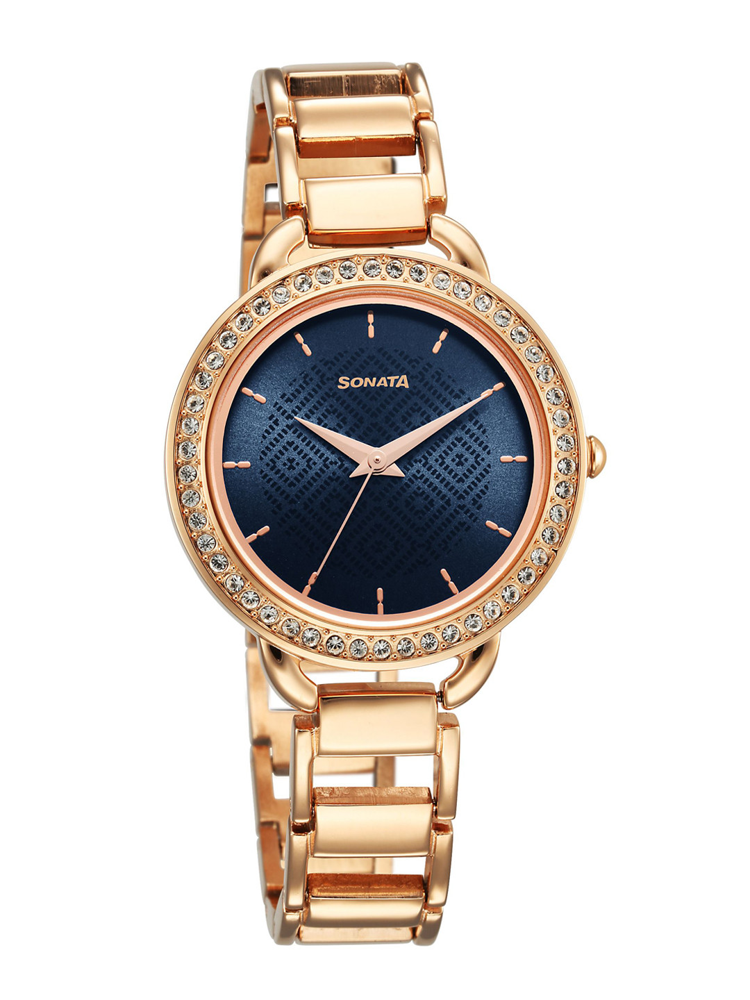 Sonata Women Brass Dial & Stainless Steel Bracelet Style Straps Analogue Watch 87052WM02
