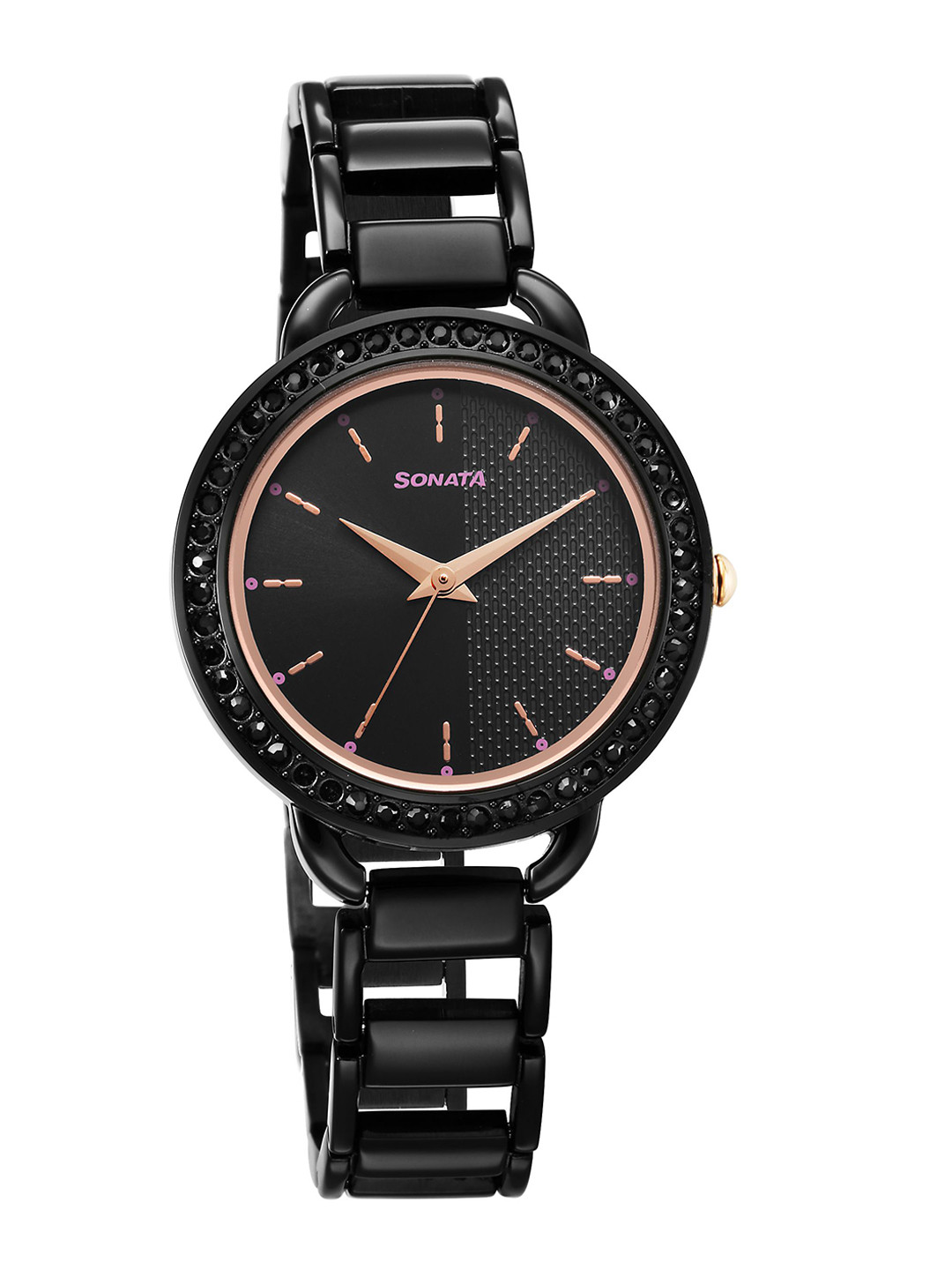 Sonata Women Brass Dial & Stainless Steel Bracelet Style Straps Analogue Watch 87052KM01