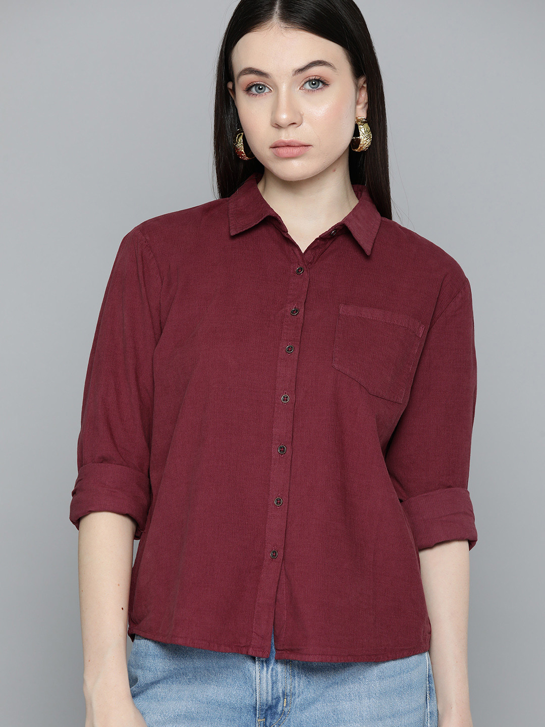 Chemistry Casual Pure Cotton Corduroy Shirt