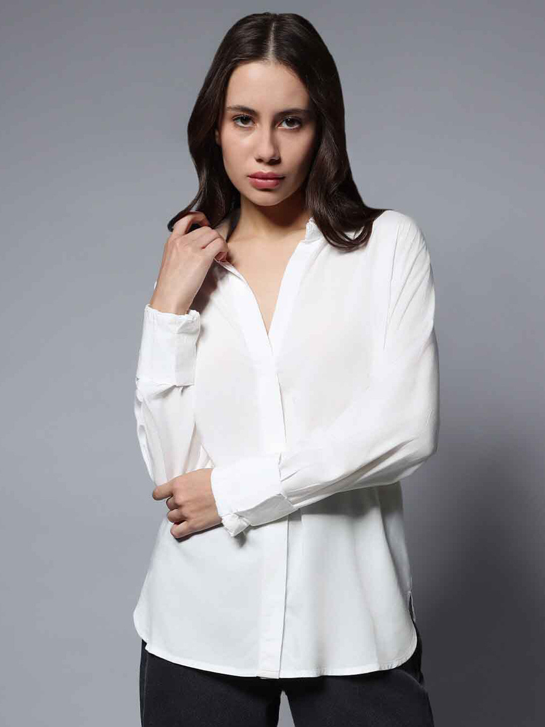 High Star Long Sleeves Solid Oversized Casual Shirt