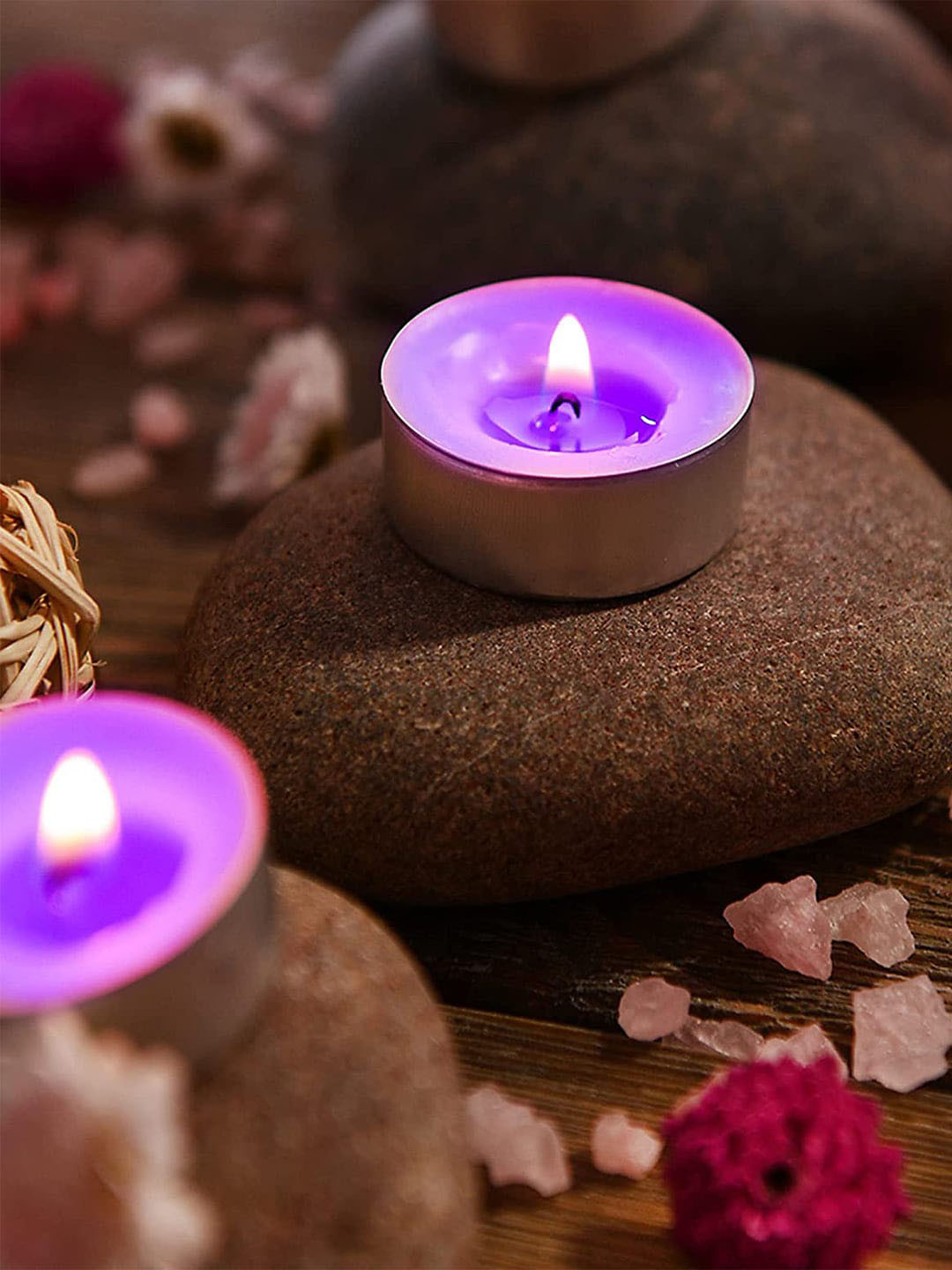 Aromatic Fables 50Pcs Scented 1 Wick Lavender Solid Round Regular Tea Light Candles