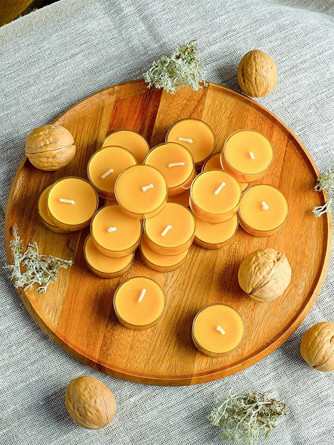 Aromatic Fables 50Pcs Scented 1 Wick Citrus Solid Round Regular Tea Light Candles