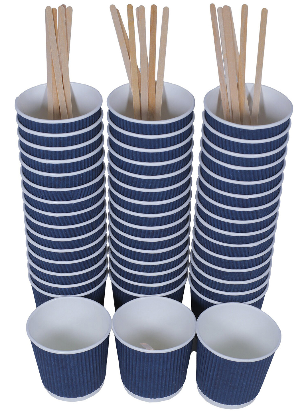 COMFY PACKAGE Emoji Blue Textured Paper Handmade 48 Piece Cups-130ml