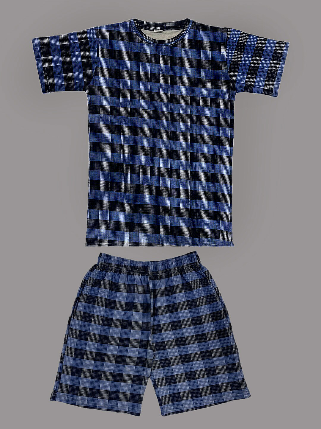 TINY HUG Boys Checked T-shirt with Shorts