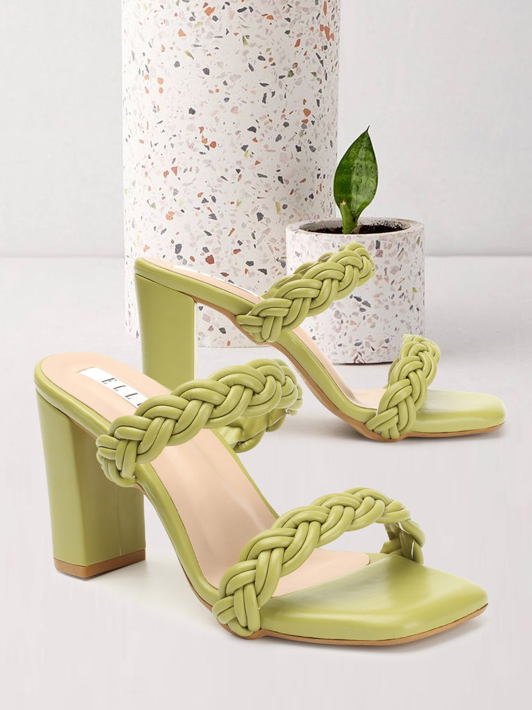 ELLE Braided Double Strap Block Heels