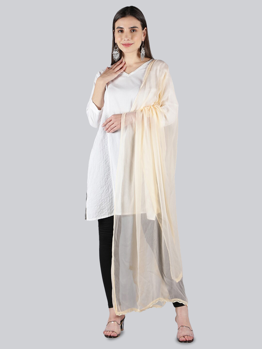 Seva Chikan Embroidered Crochet Border Dupatta