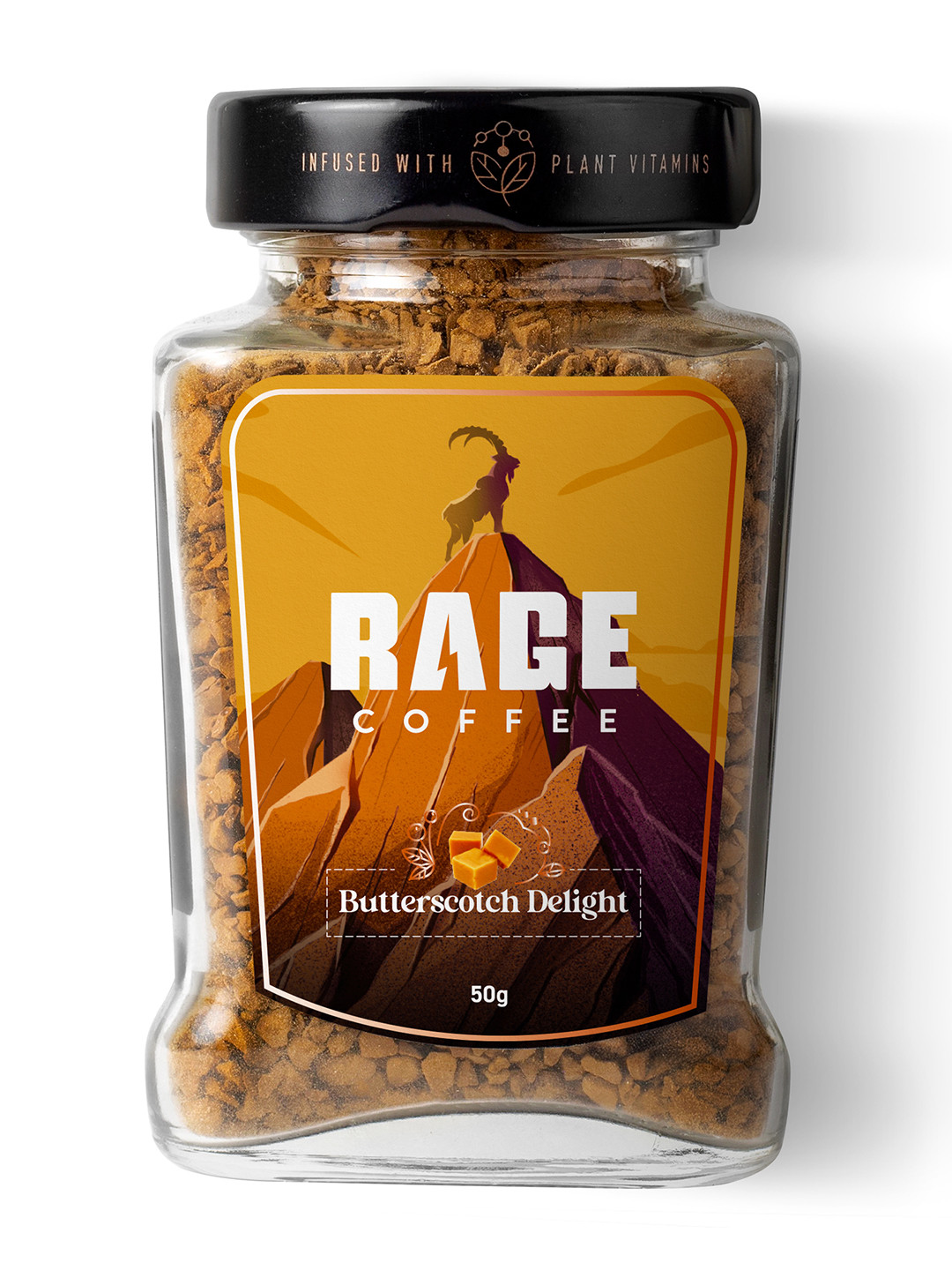 Rage Coffee  Butterscotch Delight Flavor Premium Arabica Instant Coffee - 50 Gms