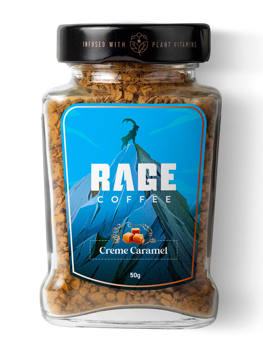 Rage Coffee Creme Caramel Flavour Premium Arabica Instant Coffee-50 gms