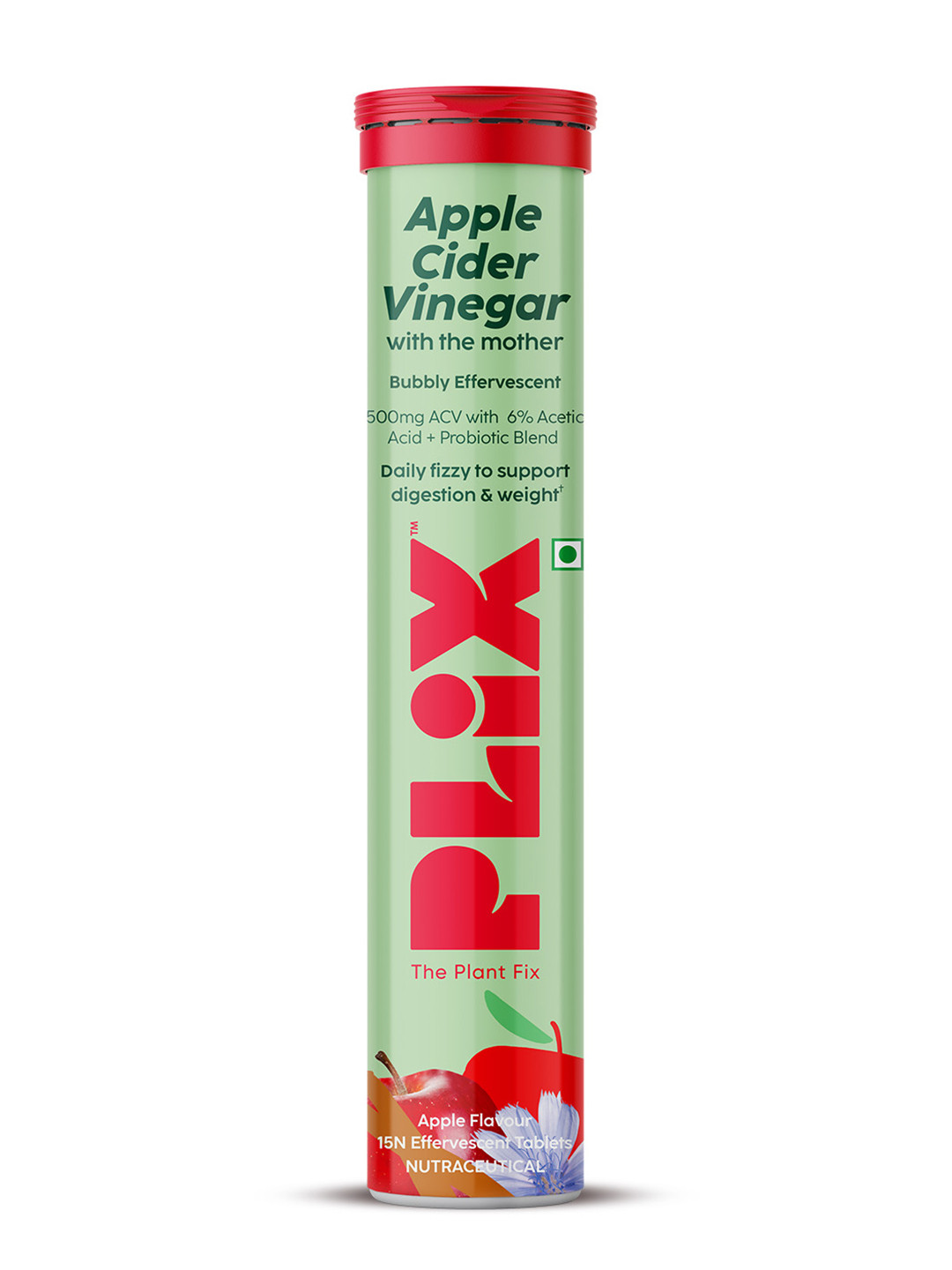 PLIX THE PLANT FIX Probiotics Apple Cider Vinegar 15 Effervescent Tablets