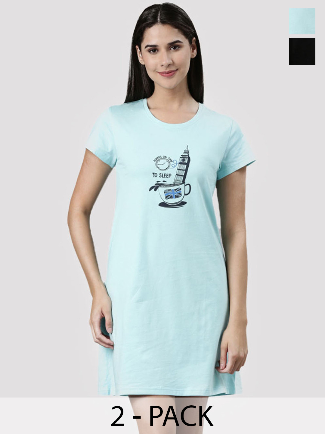 Pepe Jeans Pack of 2 Printed Pure Cotton T-shirt Nightdress