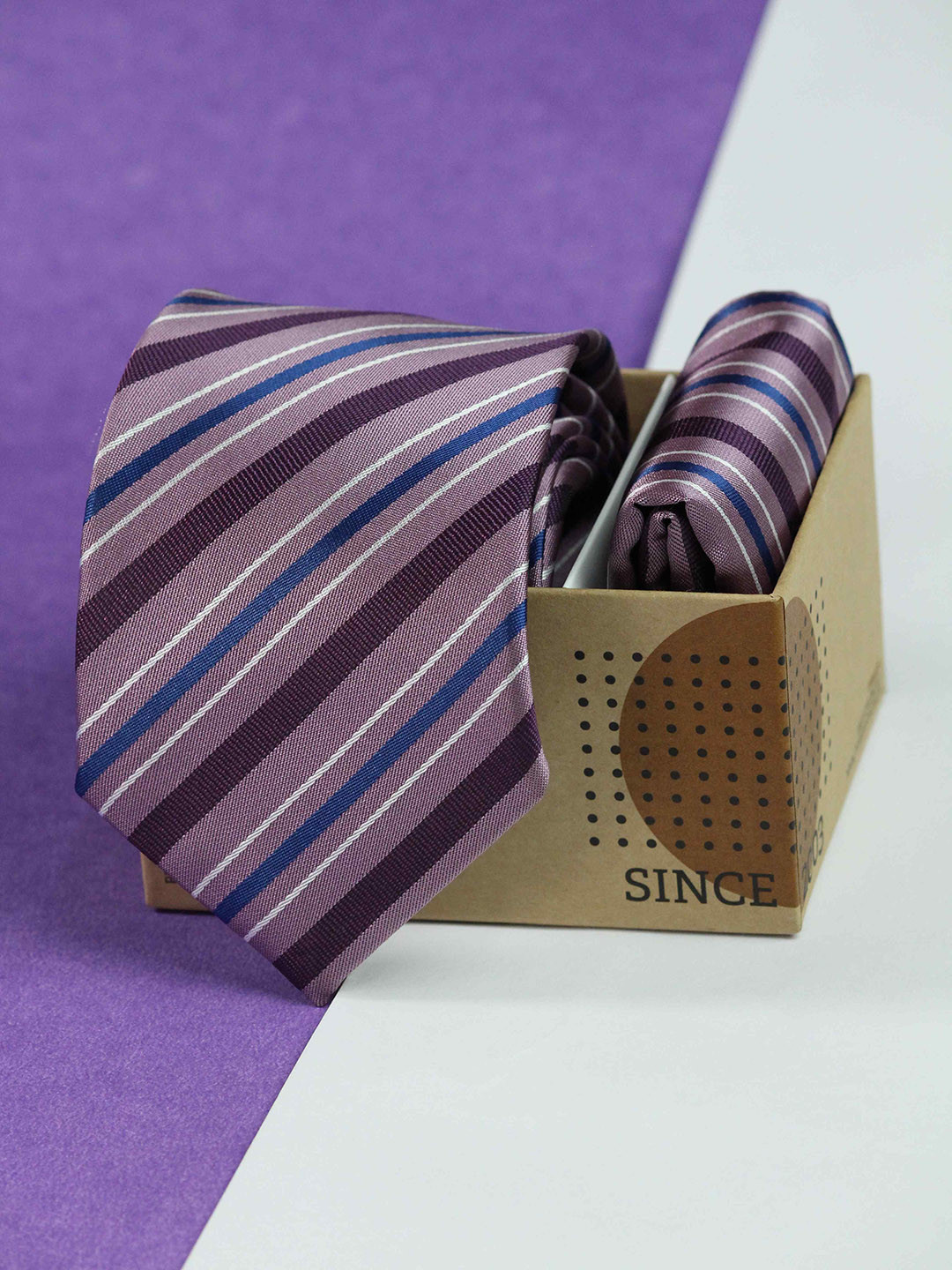 Tossido Men Striped Tie and Pocket Square Accessory Gift Set