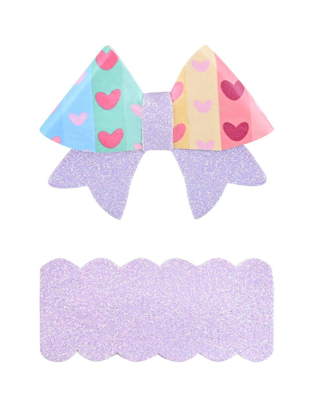 Aye Candy Girls Set of 2 Embellished Stripes and Heart Print Alligator Hair Clip