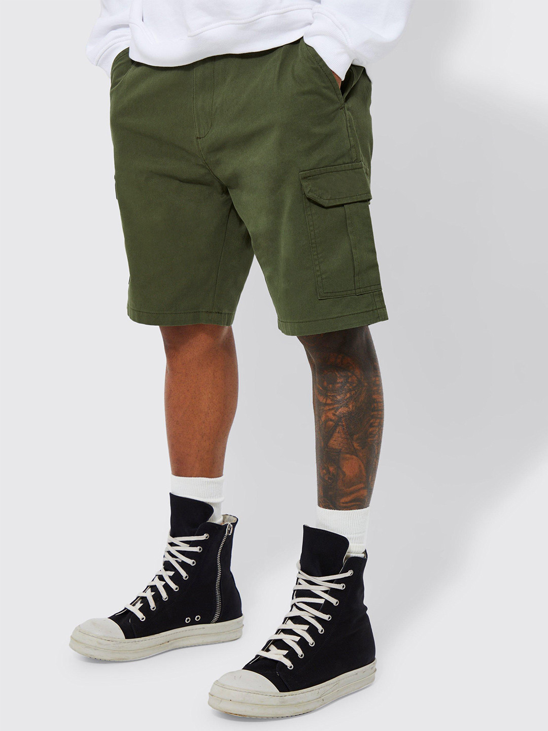 boohooMAN Relax Fit Denim Cargo Shorts