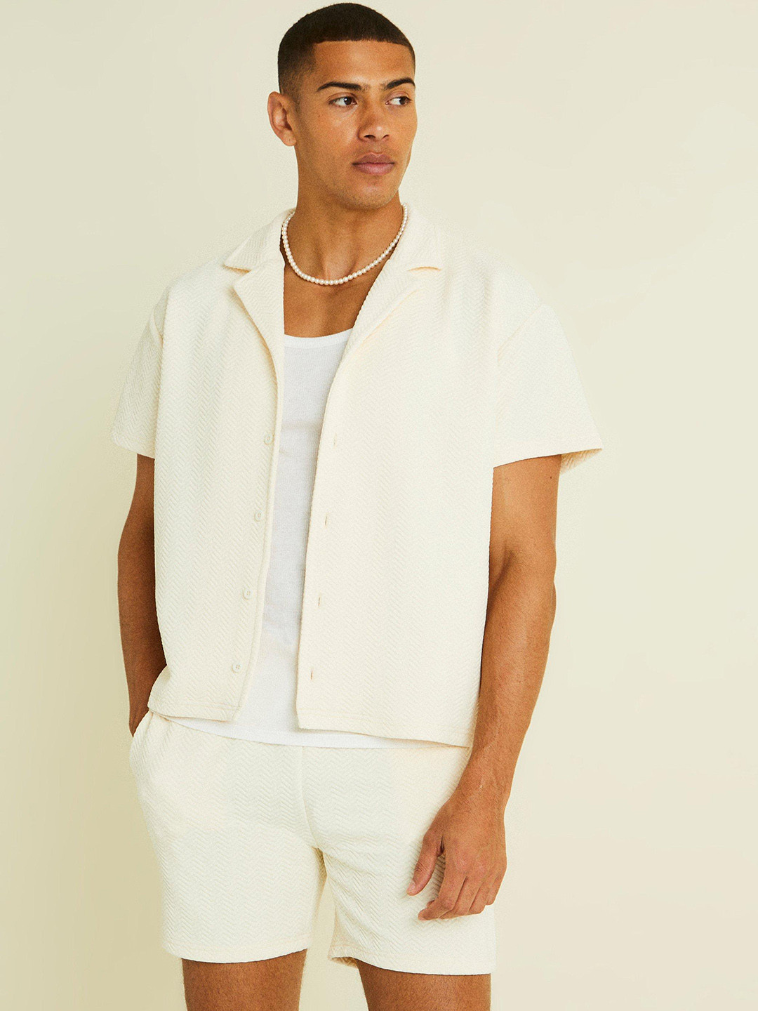 boohooMAN Herringbone Patterned Co-Ords