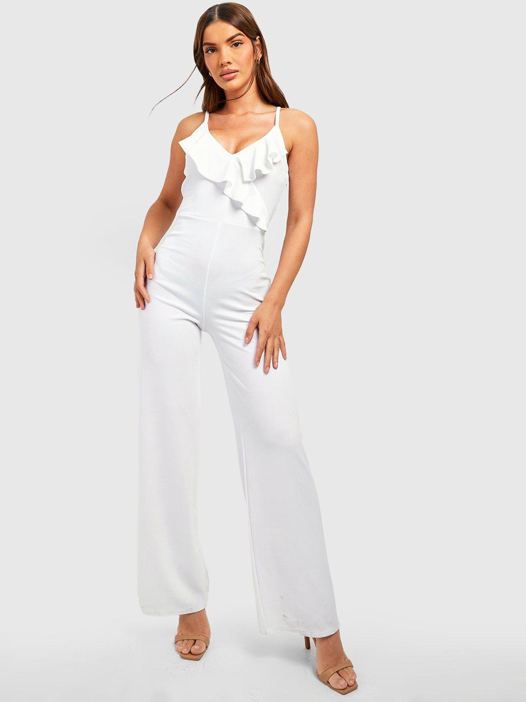 Boohoo Ruffles Detail Basic Jumpsuit