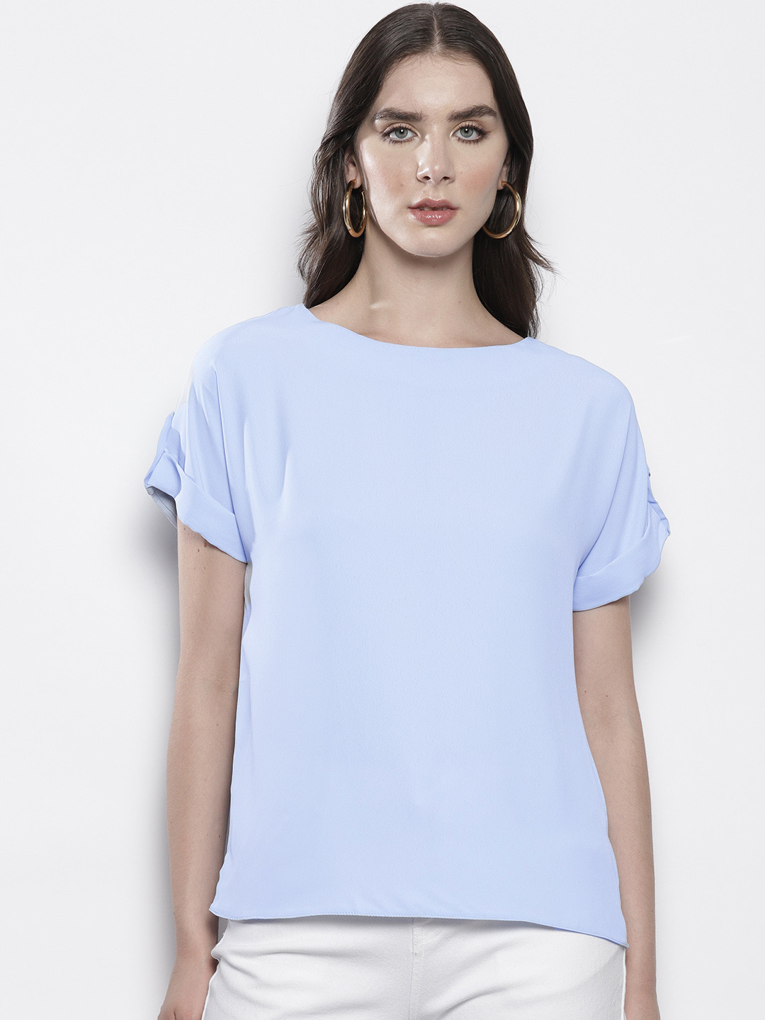 DOROTHY PERKINS Roll-Up Short Sleeves Boat Neck Regular Fit Top