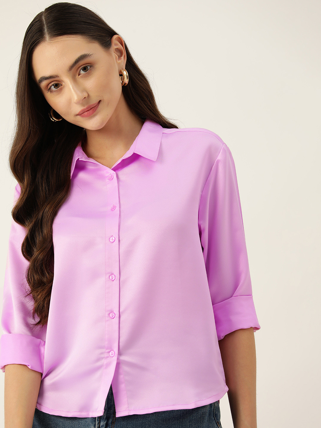 Dressberry Basics Satin Finish Casual Shirt