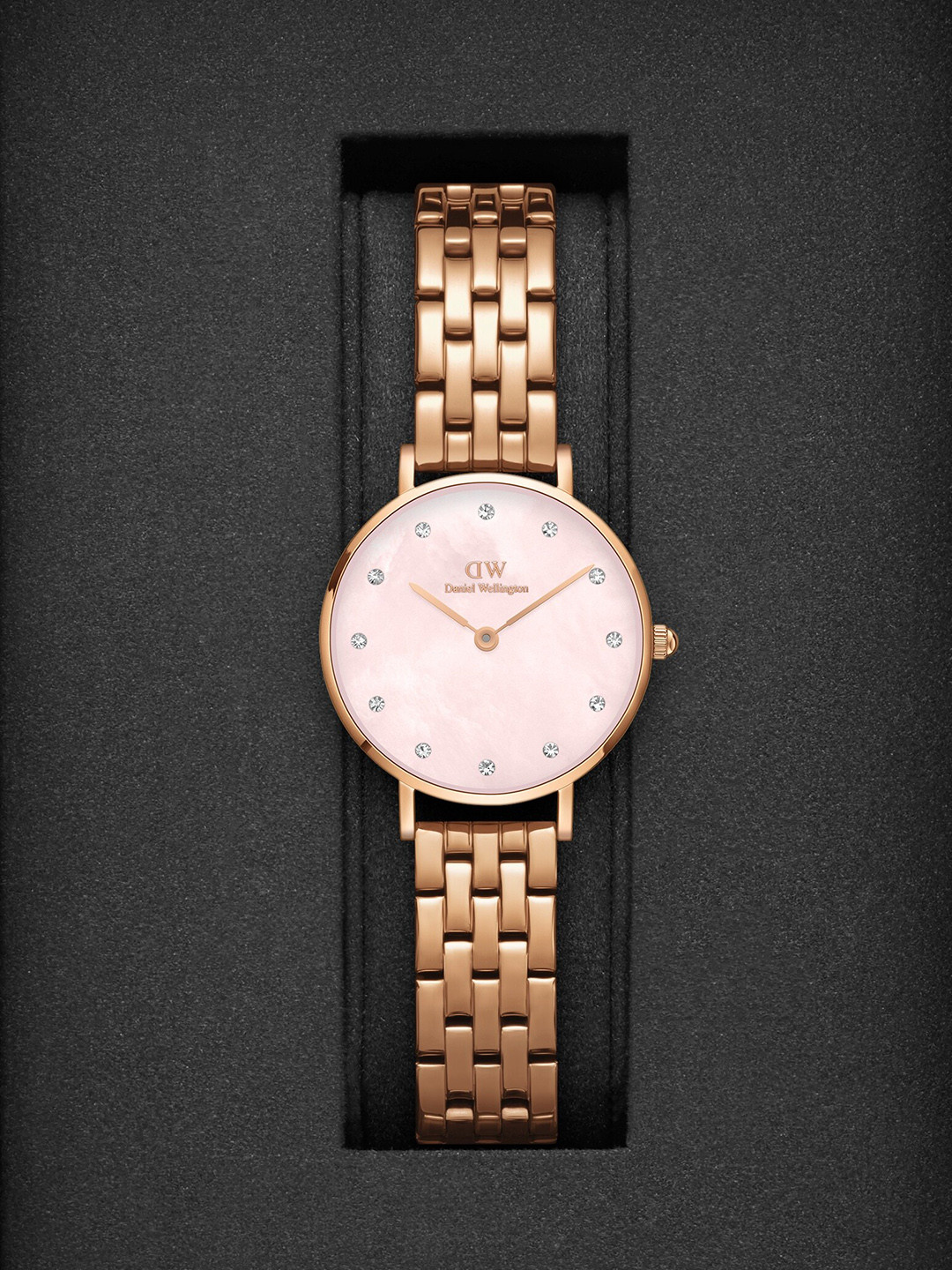 Daniel Wellington Petite Lumine 28mm 5-Link RG MOP Pink Women Watch - DW00100617