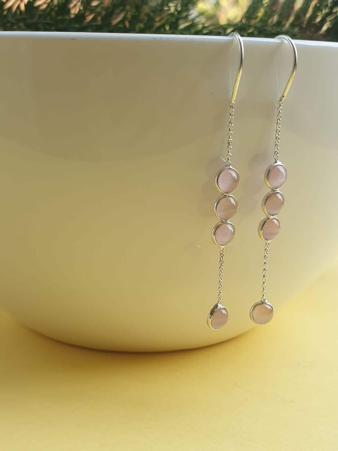 FIROZA Silver-Plated Contemporary Quartz Sui Dhaaga Drop Earrings