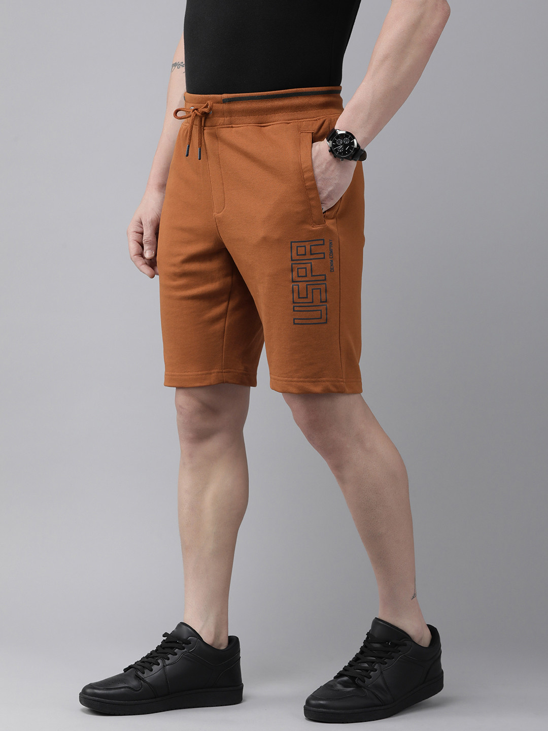 U.S. Polo Assn. Denim Co. Men Mid-Rise Placement Typography Printed Shorts