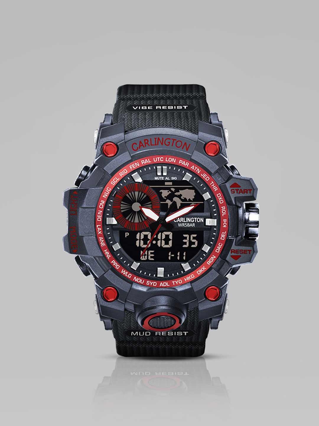 CARLINGTON Men Analogue and Digital Chronograph Watch CT 3388 Red