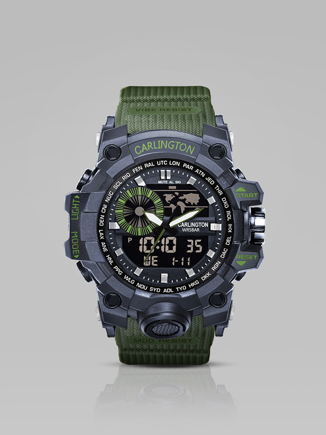 CARLINGTON Men Analogue And Digital Chronograph Watch CT 3388 Green