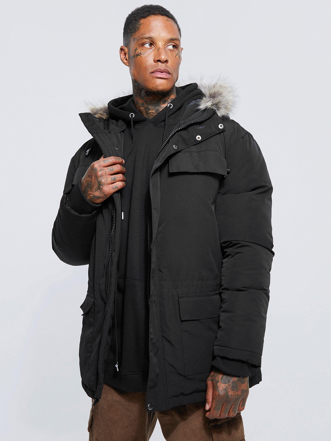 Buy boohooMAN Solid Oversized Pockets Detailed Longline Parka Jacket Jackets for Men 24408972 Myntra